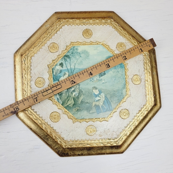 Vintage Italian Wall Art Wood Plaques Florentine Toleware Tole Art Gold Gilt - Picture 16 of 16